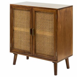 Accent Chests & Cabinets |   2-Door Accent Storage Cabinet, Solid Wood And Rattan, Cherry Accent Chests & Cabinets Accent Chests & Cabinets