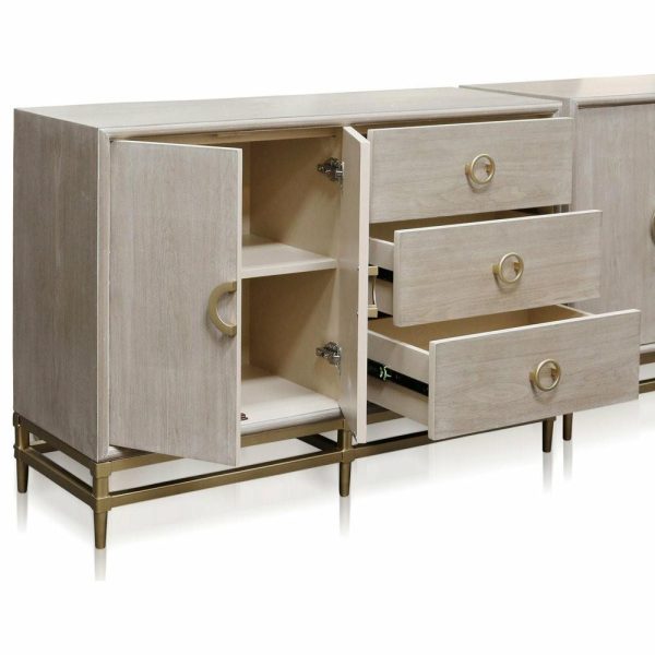 Accent Chests & Cabinets |   Augusta Cabinet Two Door Three Drawer Unit Weathered Oak Finish Accent Chests & Cabinets Accent Chests & Cabinets