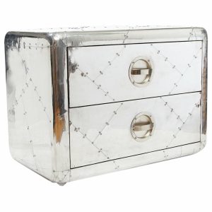 Accent Chests & Cabinets |   Aviator Aluminum Small Cabinet With 2 Drawer Accent Chests & Cabinets Accent Chests & Cabinets