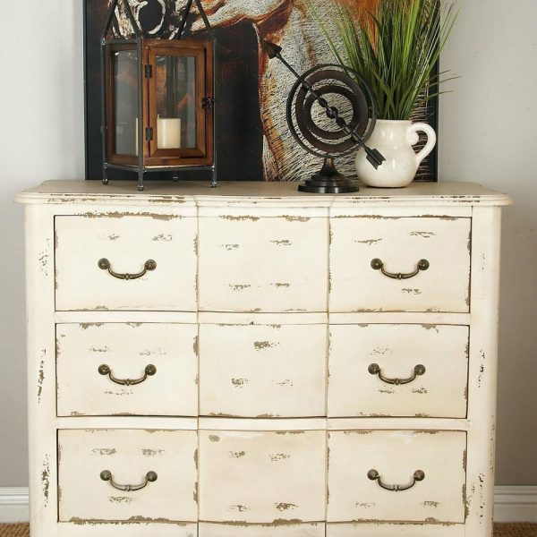 Accent Chests & Cabinets |   Cream Wood Vintage Chest, 35″X42″X16″ Accent Chests & Cabinets Accent Chests & Cabinets