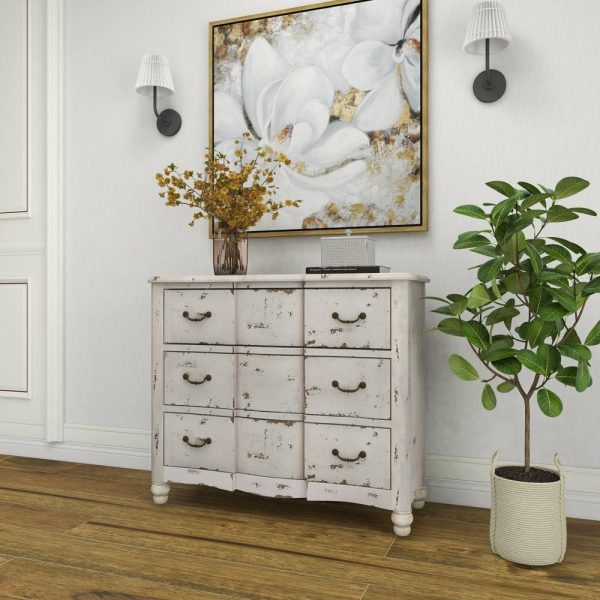 Accent Chests & Cabinets |   Cream Wood Vintage Chest, 35″X42″X16″ Accent Chests & Cabinets Accent Chests & Cabinets