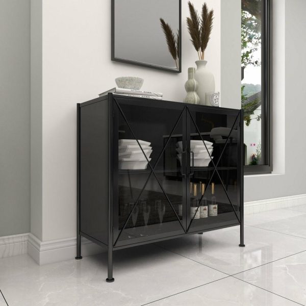 Accent Chests & Cabinets |   Industrial Black Metal Cabinet 53340 Accent Chests & Cabinets Accent Chests & Cabinets