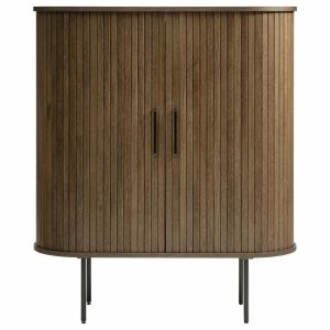 Accent Chests & Cabinets |   Mid-Century Modern Rounded Sliding Door Cabinet 39″, Smoked Oak Accent Chests & Cabinets Accent Chests & Cabinets