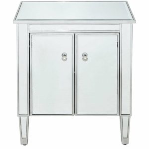 Accent Chests & Cabinets |   Nightstand 2 Doors 24″ W X 16″ D X 26″ H, Antique Silver Paint Accent Chests & Cabinets Accent Chests & Cabinets