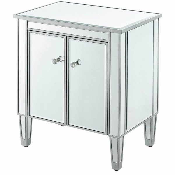 Accent Chests & Cabinets |   Nightstand 2 Doors 24″ W X 16″ D X 26″ H, Antique Silver Paint Accent Chests & Cabinets Accent Chests & Cabinets