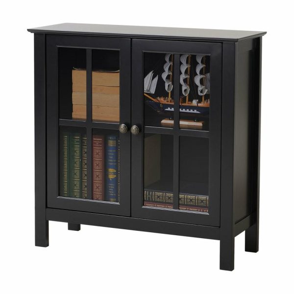 Accent Chests & Cabinets |   Os Home And Office Black Glass Door Accent And Display Cabinet Accent Chests & Cabinets Accent Chests & Cabinets