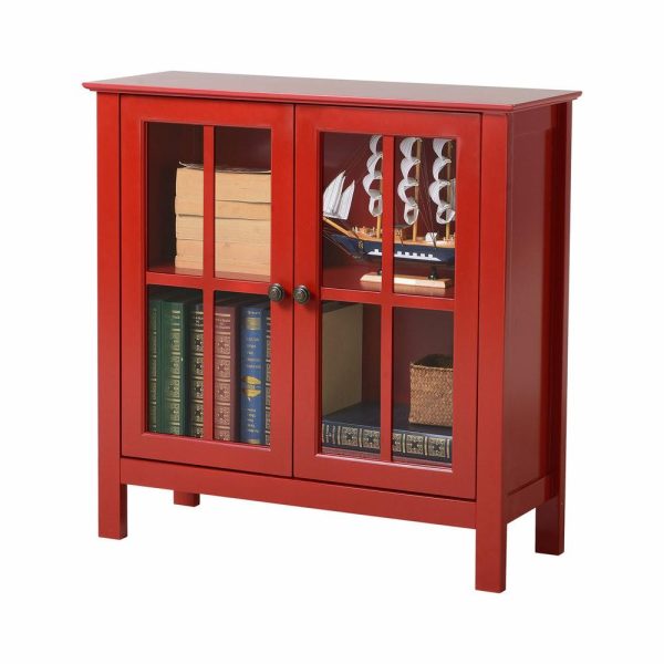 Accent Chests & Cabinets |   Os Home And Office Red Glass Door Accent And Display Cabinet Accent Chests & Cabinets Accent Chests & Cabinets