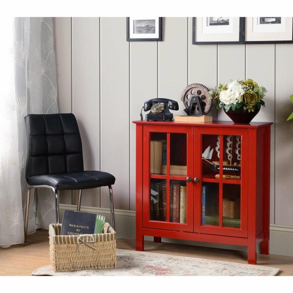 Accent Chests & Cabinets |   Os Home And Office Red Glass Door Accent And Display Cabinet Accent Chests & Cabinets Accent Chests & Cabinets