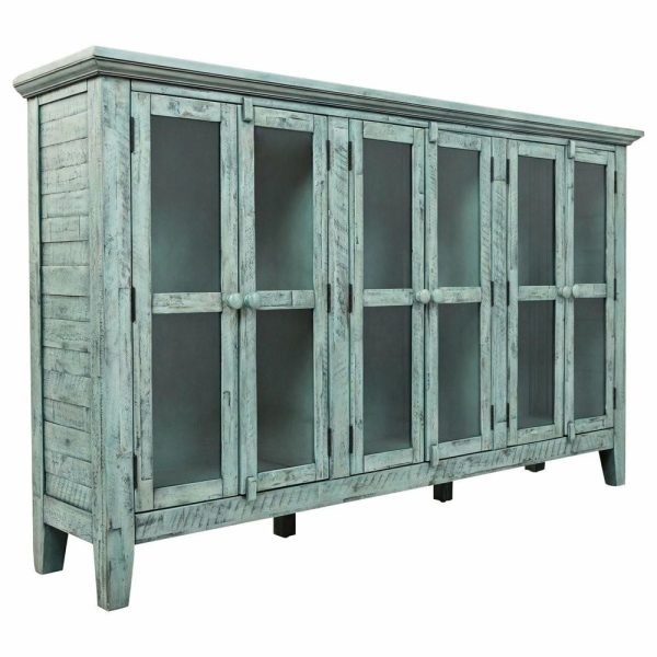 Accent Chests & Cabinets |   Rustic Shores Scrimshaw Sideboard – Blue With Grey, Green Undertones Accent Chests & Cabinets Accent Chests & Cabinets