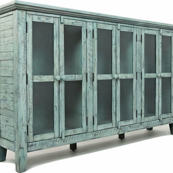 Accent Chests & Cabinets |   Rustic Shores Scrimshaw Sideboard – Blue With Grey, Green Undertones Accent Chests & Cabinets Accent Chests & Cabinets