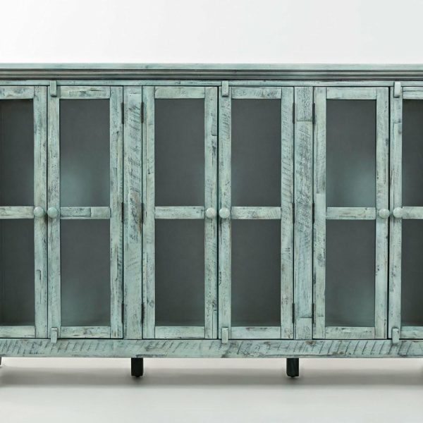 Accent Chests & Cabinets |   Rustic Shores Scrimshaw Sideboard – Blue With Grey, Green Undertones Accent Chests & Cabinets Accent Chests & Cabinets