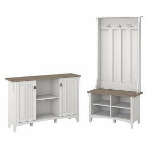 Accent Chests & Cabinets |   Salinas Hall Tree With Shoe Bench & Cabinet In White/Shiplap – Engineered Wood Accent Chests & Cabinets Accent Chests & Cabinets