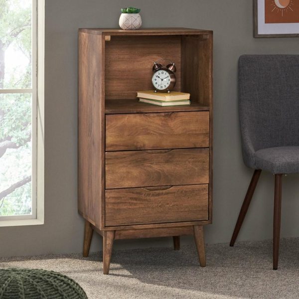 Accent Chests & Cabinets |   Senoia Rabun Handcrafted Mid-Century Modern Mango Wood 3 Drawer Chest, Light Oak Accent Chests & Cabinets Accent Chests & Cabinets