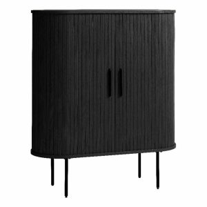 Accent Chests & Cabinets |   Unique Furniture Engineered Wood Rounded Sliding Door 39″ Cabinet In Black Oak Accent Chests & Cabinets Accent Chests & Cabinets