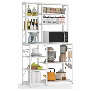 Baker’S Racks |   10-Tier Kitchen Baker’s Rack With 10 S-Shaped Hooks, White Baker'S Racks Baker'S Racks