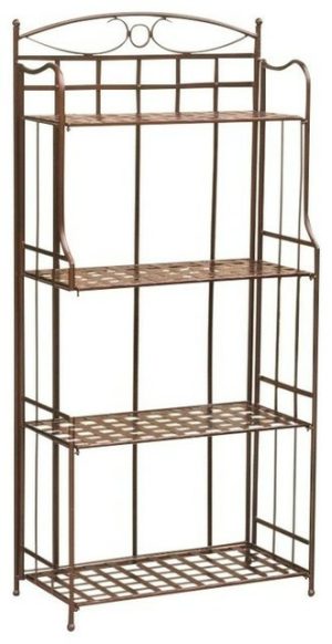 Baker’S Racks |   Pemberly Row 4 Tier Iron Bakers Rack In Bronze Baker'S Racks Baker'S Racks