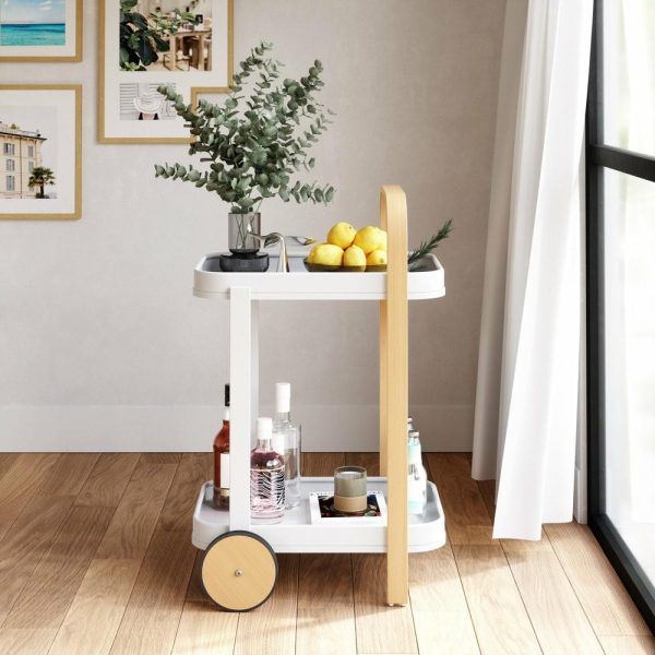 Bar Carts |   Umbra Bellwood Bar/Serving Cart, White/Natural Bar Carts Bar Carts