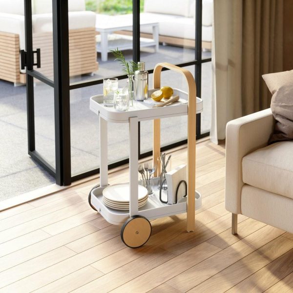 Bar Carts |   Umbra Bellwood Bar/Serving Cart, White/Natural Bar Carts Bar Carts