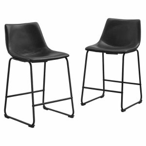 Bar Stools & Counter Stools |   24″ Industrial Faux Leather Counter Stools, Black Bar Stools & Counter Stools Bar Stools & Counter Stools