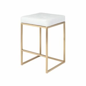 Bar Stools & Counter Stools |   Chi Counter Stool In Gold Finish, White Bar Stools & Counter Stools Bar Stools & Counter Stools