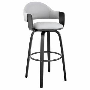 Bar Stools & Counter Stools |   Daxton Faux Leather And Wood Bar Stool, Gray And Black, 26″ Bar Stools & Counter Stools Bar Stools & Counter Stools