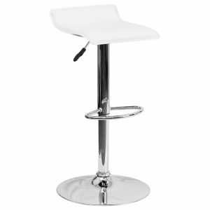 Bar Stools & Counter Stools |   Flash Furniture White Vinyl Adjustable H Bar Stool With Chrome Base Bar Stools & Counter Stools Bar Stools & Counter Stools