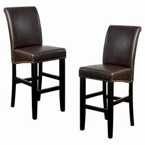 Bar Stools & Counter Stools |   Gdf Studio Clifton Upholstered Bar Stools With Nailhead Trim, Set Of 2, Brown Bar Stools & Counter Stools Bar Stools & Counter Stools