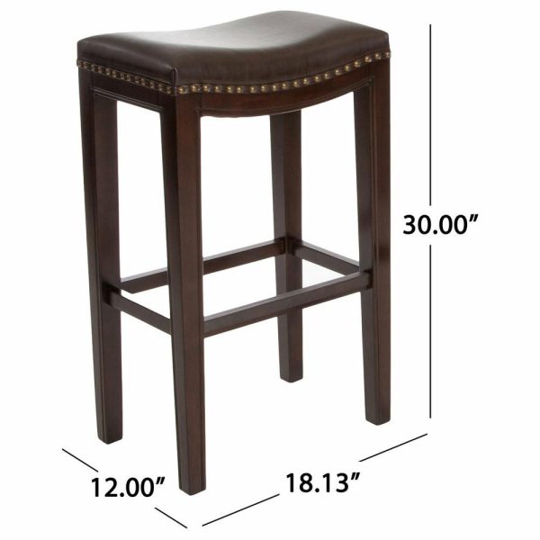 Bar Stools & Counter Stools |   Gdf Studio Jaeden Contemporary Studded Backless Stools, Set Of 2, Brown Leather Bar Height Bar Stools & Counter Stools Bar Stools & Counter Stools