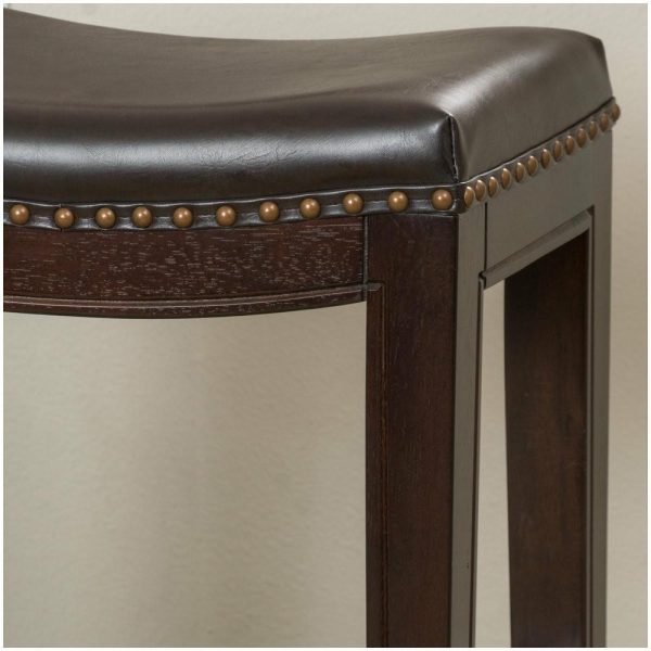 Bar Stools & Counter Stools |   Gdf Studio Jaeden Contemporary Studded Backless Stools, Set Of 2, Brown Leather Bar Height Bar Stools & Counter Stools Bar Stools & Counter Stools