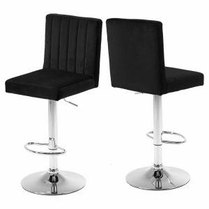 Bar Stools & Counter Stools |   Joel Velvet Adjustable Stool (Set Of 2), Black Bar Stools & Counter Stools Bar Stools & Counter Stools