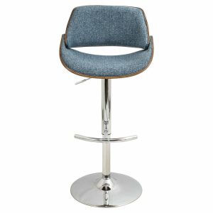 Bar Stools & Counter Stools |   Lumisource Fabrizzi Adjustable Barstool In Walnut Wood, Blue Bar Stools & Counter Stools Bar Stools & Counter Stools