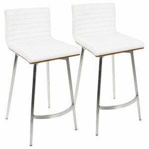 Bar Stools & Counter Stools |   Mason Swivel Counter Stool, Set Of 2, Stainless Steel/White Pu/Walnut Wood Bar Stools & Counter Stools Bar Stools & Counter Stools