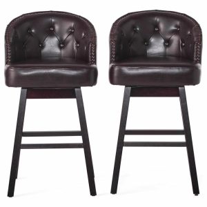 Bar Stools & Counter Stools |   Westman Contemporary Tufted Swivel Barstools With Nailhead Trim, Set Of 2 Bar Stools & Counter Stools Bar Stools & Counter Stools