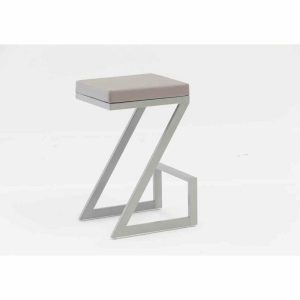 Bar Stools & Counter Stools |   Z Shaped Metal Backless Barstool With Padded Seat, Silver And Gray 3Pc Bar Stools & Counter Stools Bar Stools & Counter Stools