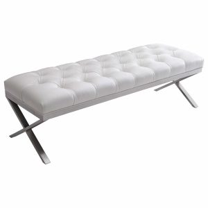 Bedroom Benches |   Armen Living Milo Bench, White Bedroom Bedroom Benches