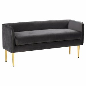 Bedroom Benches |   Audrey Velvet Upholstered Bench, Gray Bedroom Bedroom Benches