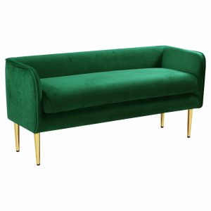 Bedroom Benches |   Audrey Velvet Upholstered Bench, Green Bedroom Bedroom Benches