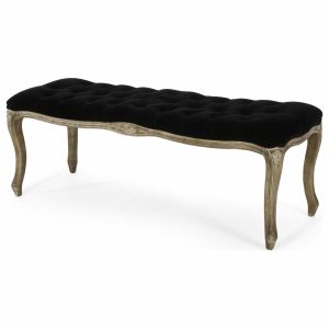 Bedroom Benches |   Gdf Studio Francis French Design Ottoman Bench, Black Velvet Bedroom Bedroom Benches