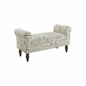 Bedroom Benches |   Linon Lillian Wood Upholstered Bench In Beige Bedroom Bedroom Benches