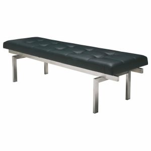 Bedroom Benches |   Louve Long Brushed Stainless Steel Frame Bench, Black Bedroom Bedroom Benches