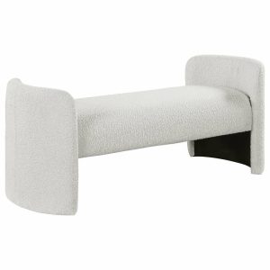 Bedroom Benches |   Peyton Boucle Fabric Upholstered Bench, Cream Bedroom Bedroom Benches