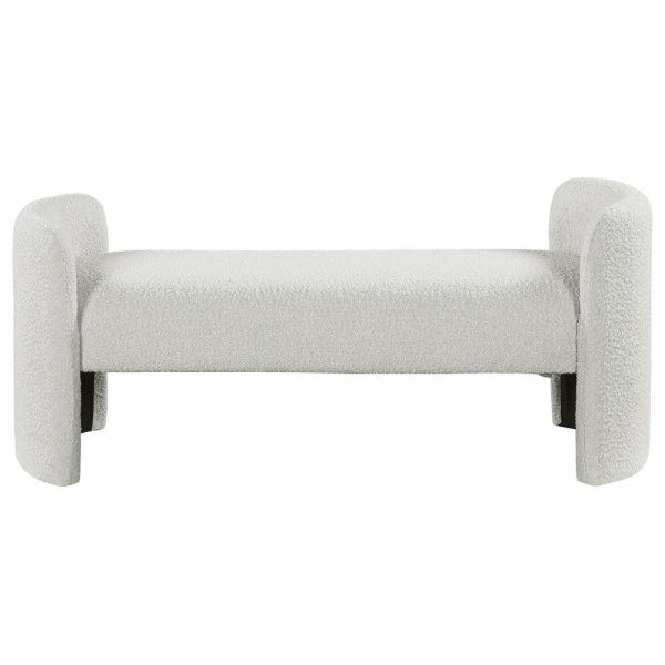 Bedroom Benches |   Peyton Boucle Fabric Upholstered Bench, Cream Bedroom Bedroom Benches