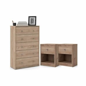 Bedroom Sets |   3 Piece Chest And Nightstand Bedroom Set In Jackson Hickory Bedroom Bedroom Sets