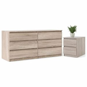 Bedroom Sets |   6 Drawer Double Dresser And 2 Drawer Nightstand Set In Truffle Bedroom Bedroom Sets