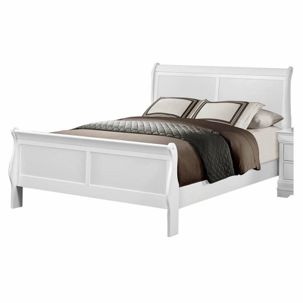 Bedroom Sets |   6-Piece Modern Cal King Sleigh Bed, Dresser, Mirror, 2 Nightstand, Chest White Bedroom Bedroom Sets