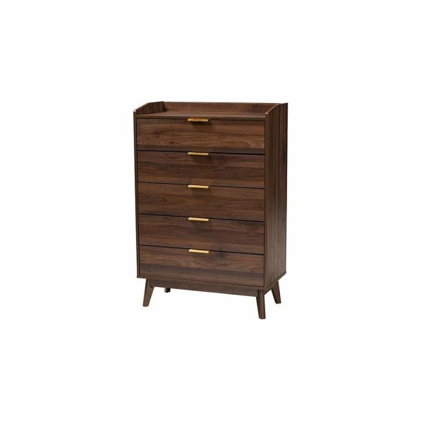 Bedroom Sets |   Baxton Studio Lena Mid-Century Modern Walnut Brown Finished Wood 3-Piece Bedroom Bedroom Sets