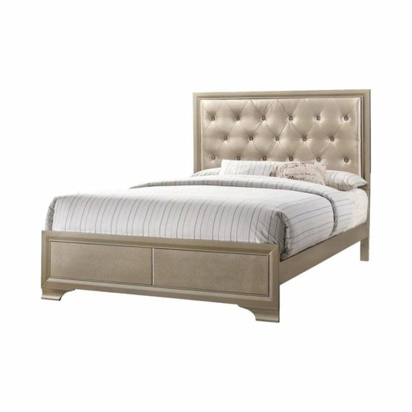 Bedroom Sets |   Coaster Beaumont 4-Piece Eastern King Wood Bedroom Set In Champagne Gold Bedroom Bedroom Sets