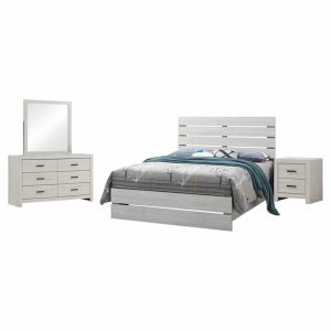 Bedroom Sets |   Coaster Brantford 4-Piece Queen Panel Wood Bedroom Set In Coastal White Bedroom Bedroom Sets