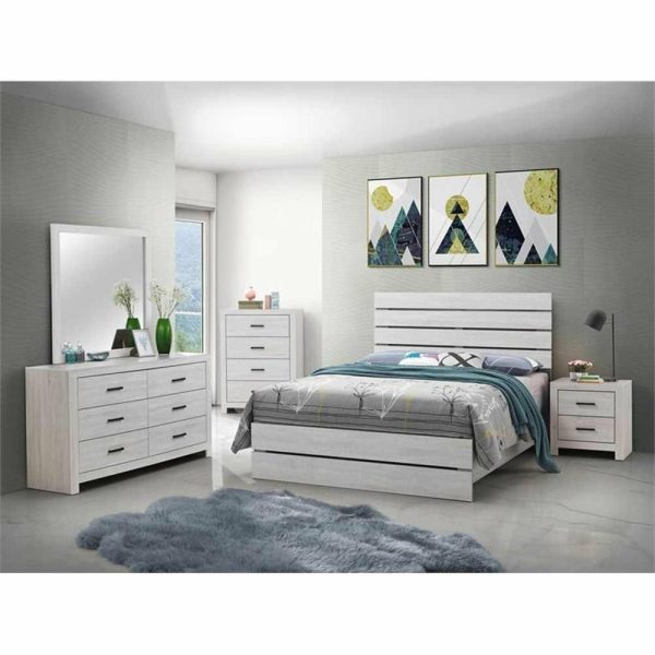 Bedroom Sets |   Coaster Brantford 4-Piece Queen Panel Wood Bedroom Set In Coastal White Bedroom Bedroom Sets