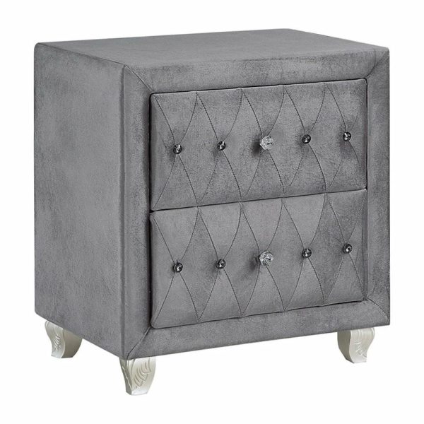 Bedroom Sets |   Coaster Deanna 4-Piece Velvet Eastern King Wingback Bedroom Set In Gray Bedroom Bedroom Sets